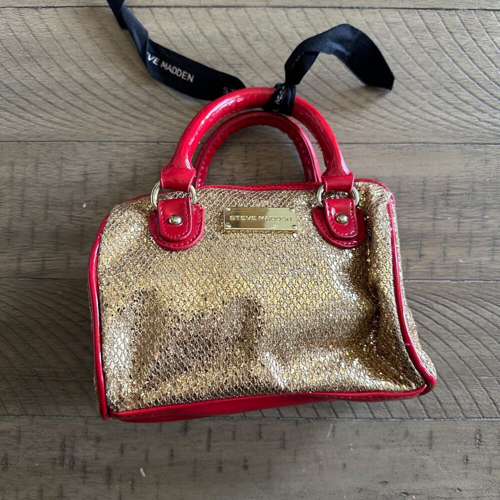 Gold and Red Sequin Mini Purse Steve Madden Vintage